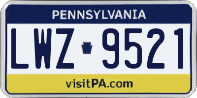 PA license plate LWZ9521