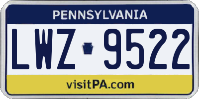 PA license plate LWZ9522