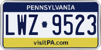 PA license plate LWZ9523