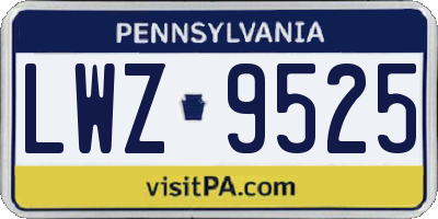 PA license plate LWZ9525