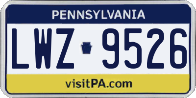 PA license plate LWZ9526