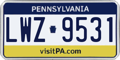 PA license plate LWZ9531