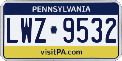 PA license plate LWZ9532
