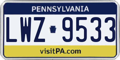 PA license plate LWZ9533