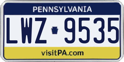 PA license plate LWZ9535