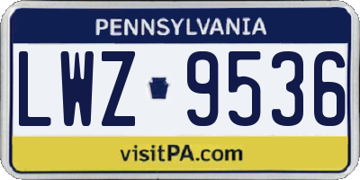 PA license plate LWZ9536