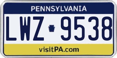 PA license plate LWZ9538