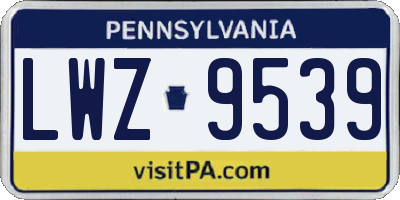 PA license plate LWZ9539