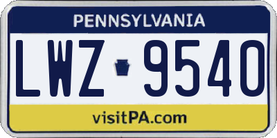 PA license plate LWZ9540