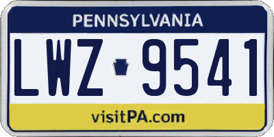 PA license plate LWZ9541