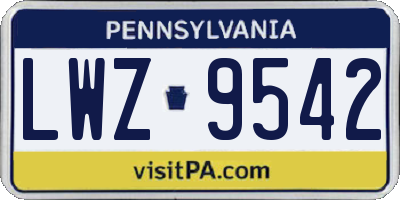 PA license plate LWZ9542