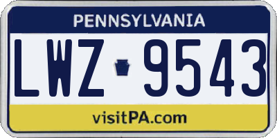 PA license plate LWZ9543