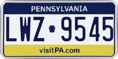 PA license plate LWZ9545
