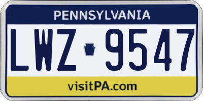 PA license plate LWZ9547
