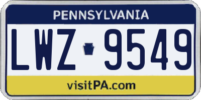 PA license plate LWZ9549