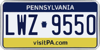 PA license plate LWZ9550