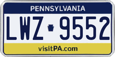 PA license plate LWZ9552