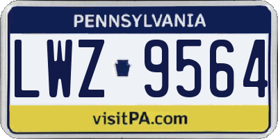 PA license plate LWZ9564