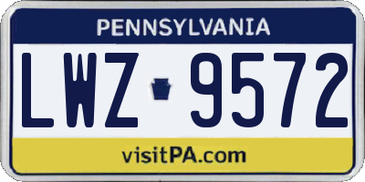 PA license plate LWZ9572