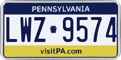 PA license plate LWZ9574