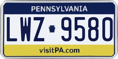 PA license plate LWZ9580