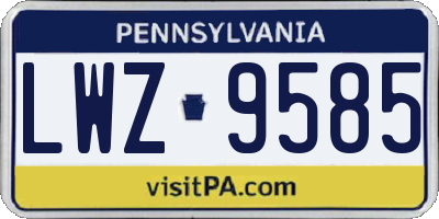 PA license plate LWZ9585