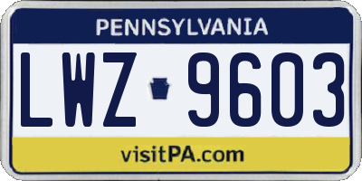 PA license plate LWZ9603