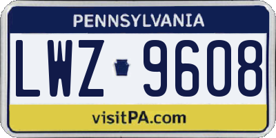PA license plate LWZ9608