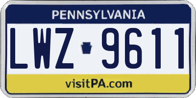 PA license plate LWZ9611