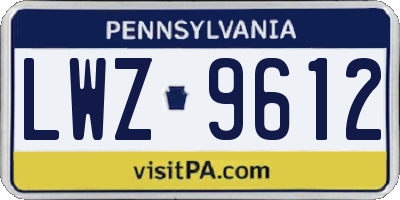 PA license plate LWZ9612
