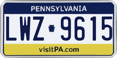 PA license plate LWZ9615