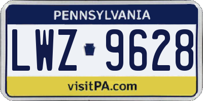 PA license plate LWZ9628
