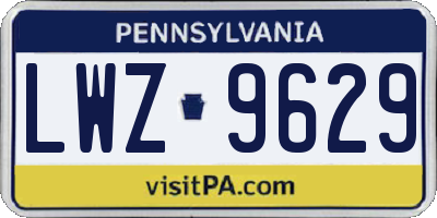 PA license plate LWZ9629