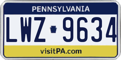 PA license plate LWZ9634