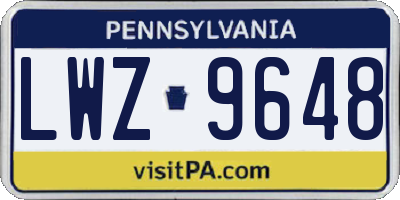 PA license plate LWZ9648