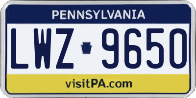 PA license plate LWZ9650