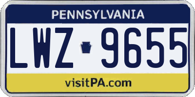 PA license plate LWZ9655
