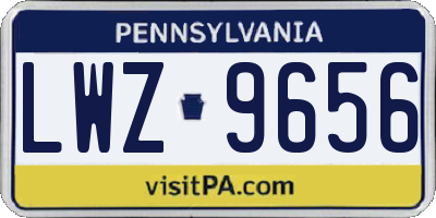 PA license plate LWZ9656