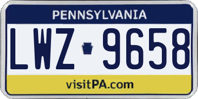 PA license plate LWZ9658