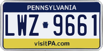 PA license plate LWZ9661