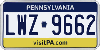 PA license plate LWZ9662