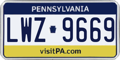 PA license plate LWZ9669