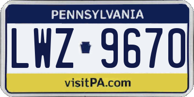 PA license plate LWZ9670