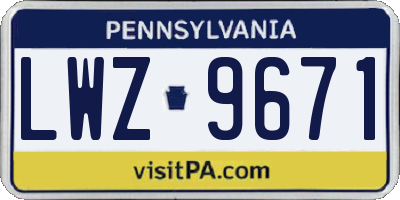 PA license plate LWZ9671