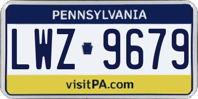 PA license plate LWZ9679