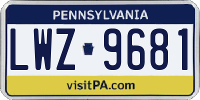 PA license plate LWZ9681