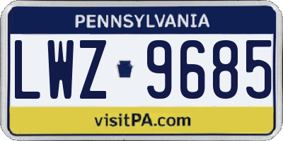 PA license plate LWZ9685