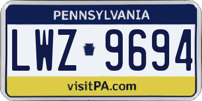 PA license plate LWZ9694
