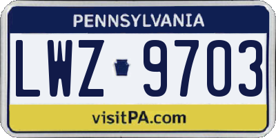 PA license plate LWZ9703