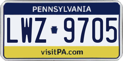 PA license plate LWZ9705
